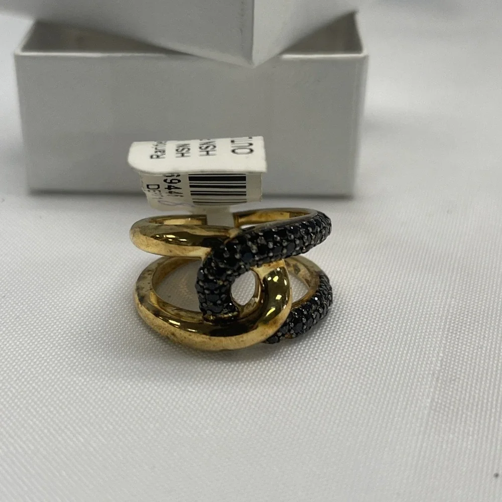 bellezza ring Black Spinel Gold Toned STONE Missing